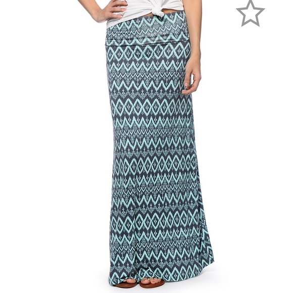 Zumiez Skirts Zumiez Grey Mint Tribal Maxi Skirt Poshmark